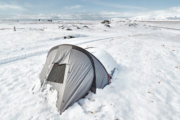 Image showing Tent in snow in ICeland