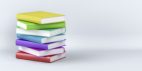 Image showing Stack of colorful books