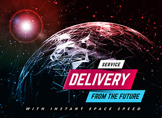Image showing Delivery service design background with planet. Vector illustration