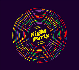 Image showing Night party vector illustration. Rounded lines design style.