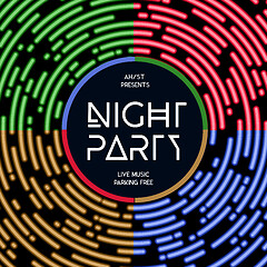 Image showing Night party vector illustration. Rounded lines design style.