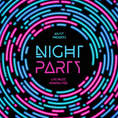 Image showing Night party vector illustration. Rounded lines design style.