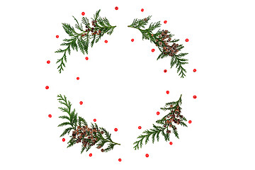 Image showing Cedar Cypress & Red Holly Berry Wreath