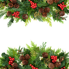 Image showing Traditional Winter Christmas and New Year Greenery Border