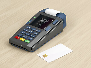 Image showing Credit card terminal and blank card