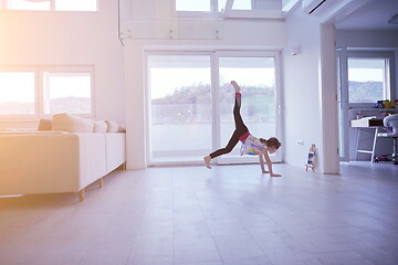 Image showing girl online education ballet class at home