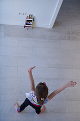 Image showing girl online education ballet class at home top view