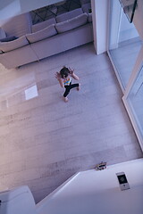 Image showing girl online education ballet class at home top view