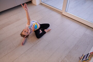 Image showing girl online education ballet class at home