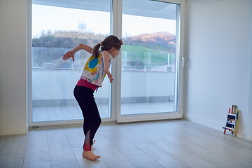 Image showing girl online education ballet class at home