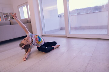 Image showing girl online education ballet class at home