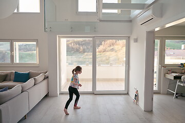 Image showing girl online education ballet class at home