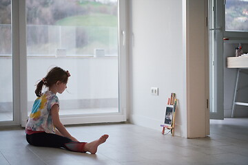 Image showing girl online education ballet class at home