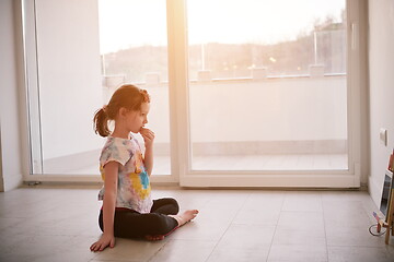 Image showing girl online education ballet class at home