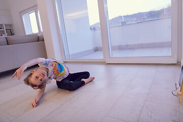 Image showing girl online education ballet class at home