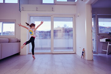 Image showing girl online education ballet class at home