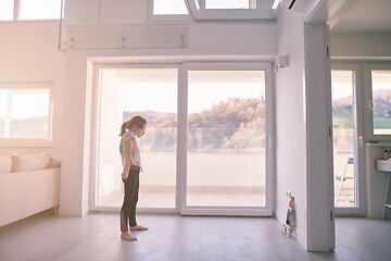 Image showing girl online education ballet class at home