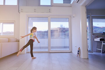 Image showing girl online education ballet class at home