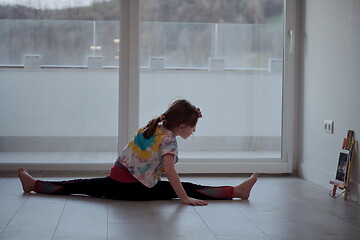 Image showing girl online education ballet class at home