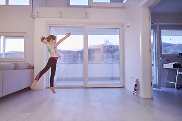 Image showing girl online education ballet class at home