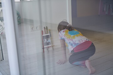 Image showing girl online education ballet class at home