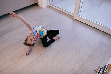 Image showing girl online education ballet class at home