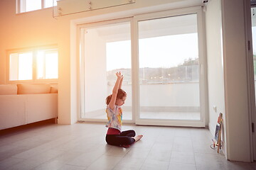 Image showing girl online education ballet class at home