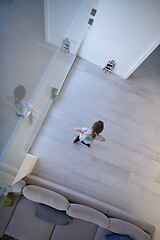 Image showing girl online education ballet class at home top view