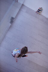 Image showing girl online education ballet class at home top view