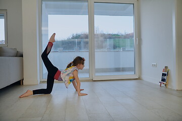 Image showing girl online education ballet class at home