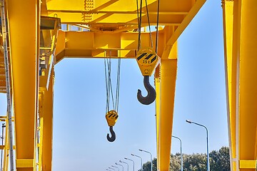 Image showing Crane with hooks hanging