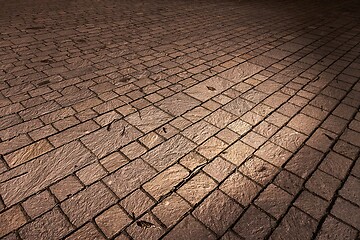 Image showing Stone Pavement Pattern At Night