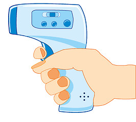 Image showing Noncontact thermometer in hand of the person