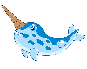 Image showing Whale narwhal on white background is insulated