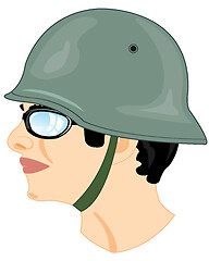Image showing Head men in german helmet type from the side