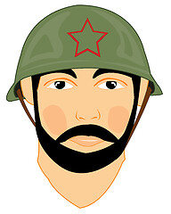 Image showing Soviet soldier in helmet on white background is insulated