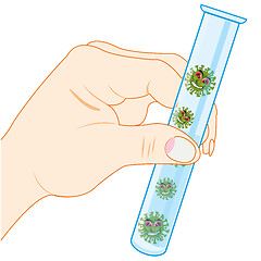 Image showing Hand scientist with test tube COVID-19 on white