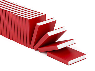 Image showing Row with many red books