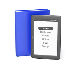 Image showing E-book reader and book