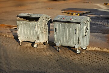 Image showing Garbage Containers in a urban area