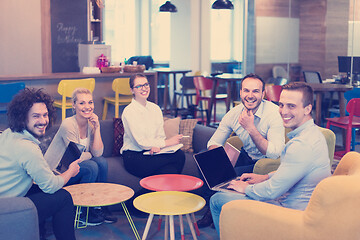 Image showing Startup Business Team At A Meeting at modern office building