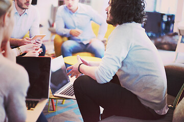 Image showing Startup Business Team At A Meeting at modern office building