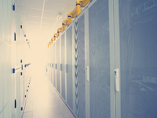 Image showing modern server room with white servers