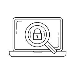 Image showing Laptop and magnifying glass line icon.