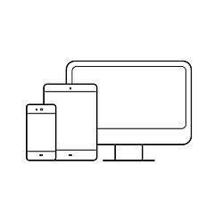 Image showing Computer monitor, tablet, phone devices line icon.