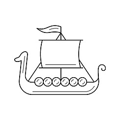 Image showing Viking ship line icon.