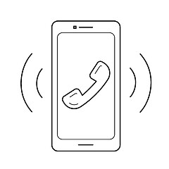 Image showing Smart phone with vibration and sound line icon.