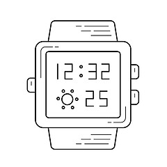 Image showing Smart watch with time on screen line icon.