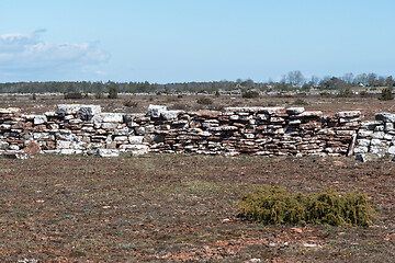 Image showing Boundry of a traditional old dry stone wall