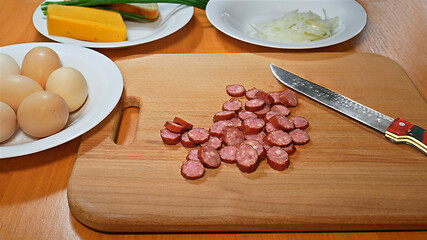 Image showing Kit for quick cooking on the kitchen table